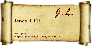 Jencs Lili névjegykártya