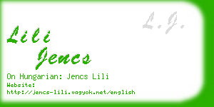 lili jencs business card